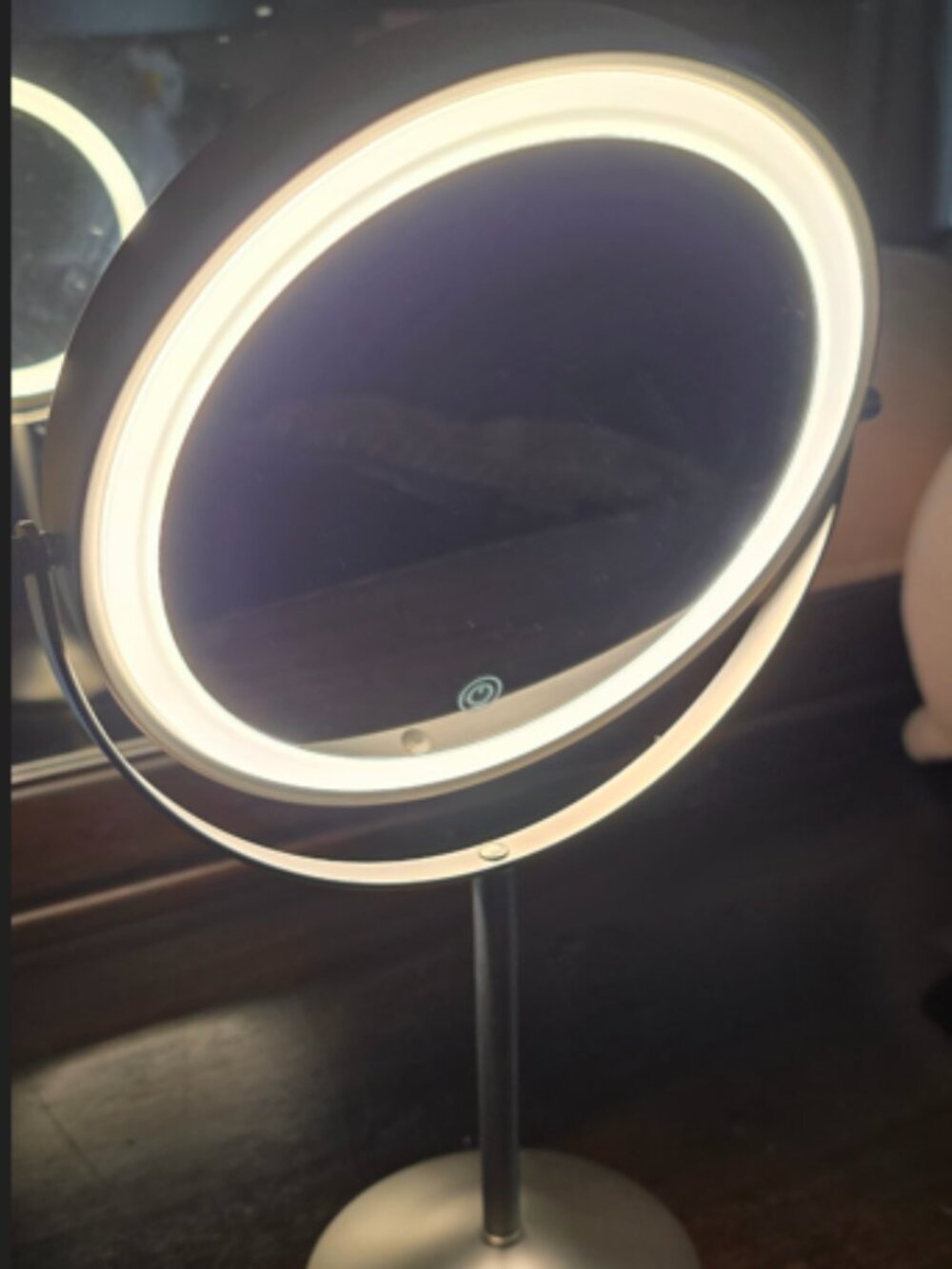 Makeup Mirror 8” Lighted, Rechargeable —1x/10x Magnifying, Brushed Nickel